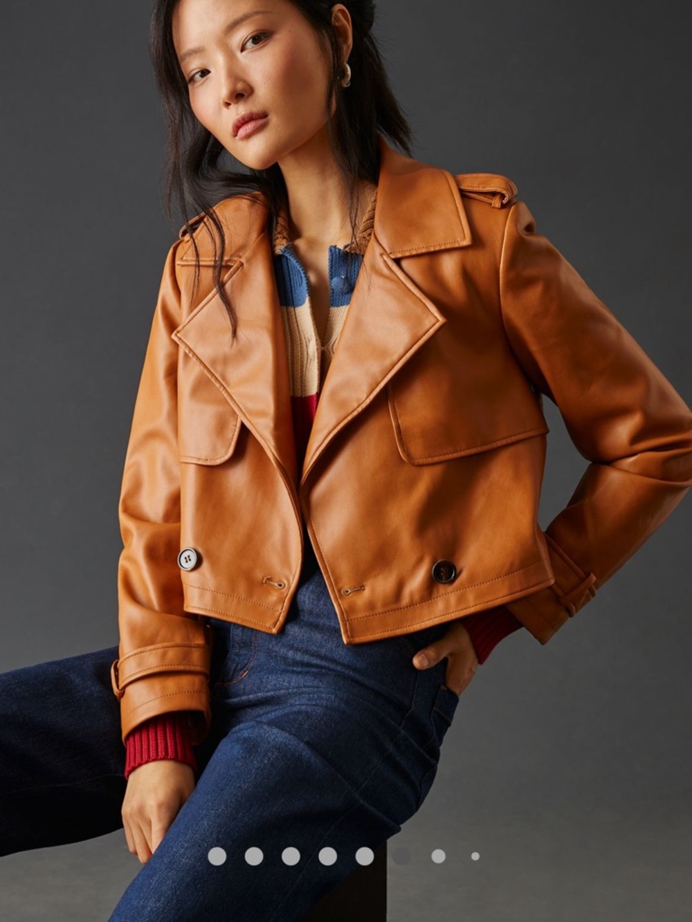 Avec Les Filles Cropped Vegan Leather Jacket in Cognac Tan from Anthropologie